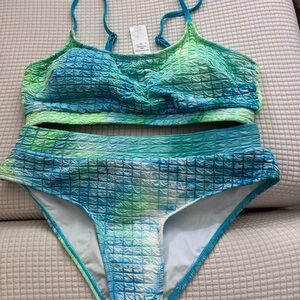 Cupshe Vibrant Green and Blue Bikini Set